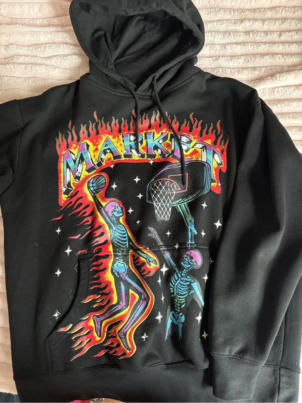Arket Black Hoodie with Multicolor Flame Graphic